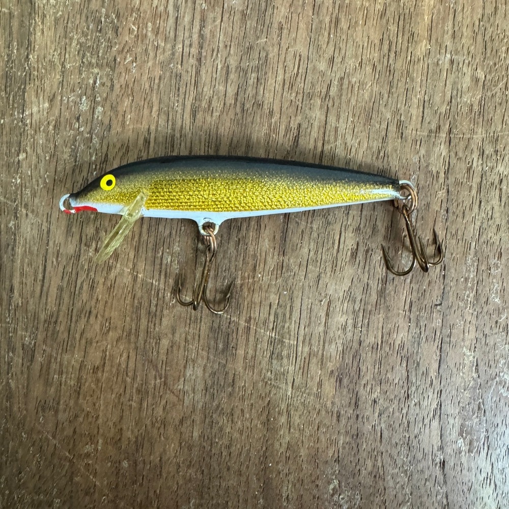 Orignal Rapala FINLAND Vintage Floating‎ Minnow black Gold double hook Lure